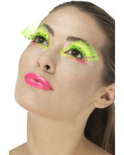 Feder Wimpern Neongrün mit Punkten