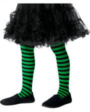 Striped children's tights green-black