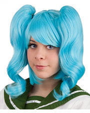 Cosplay Zopfperücke türkis