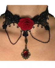 Gothic Spitzencollier mit Rose