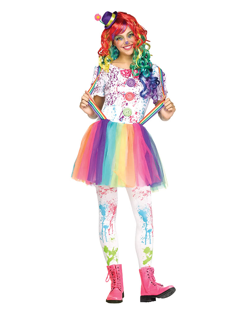 Karneval Kostuem Clown Tutu Kleid – Regenbogen Pride Kostüm Mit  Einhorn-Thema | One Size Für Damen Clown Kostüm Frauen, image size:812x1012