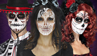 Kostüm Zubehör Damen Maske Skelett Day of the Dead Halloween Orl 