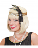 Flapper Headband Gold with black feather 