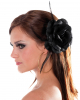 Schwarze Rosenblüte mit Haarclip & Haargummi 