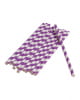 12 Paper Straws Purple White 