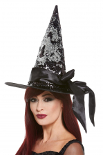 Witch Hat With Wende Sequins In Silver-Black
