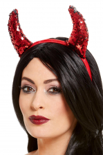 Devil Horns With Sequins In Red-silver 