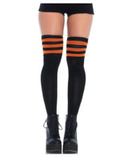 Athletisch gerippte Overknees schwarz-orange