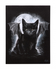 Bat Kitty Bild auf Leinwand 19 x 25 cm 