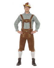 Bavarian Leather Trousers Costume With Plaid Shirt