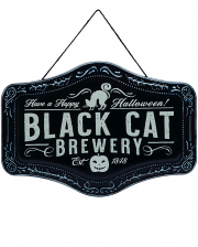 Dekoschild Black Cat Brewery aus Zinn 37cm 