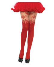 Opaque Snowflake Pantyhose In Red
