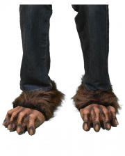 Braune Werwolf Füße mit Kunstfell 