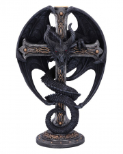 Dark Gothic Dragon Candlestick 24.5cm 