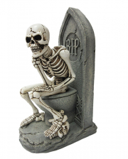 Thinking Skeleton Figure On Toilet 