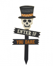 "Enter If You Dare" Skull Wooden Garden Sign 90cm 