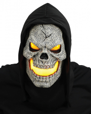Gelbe Flammen Skull LED Maske 