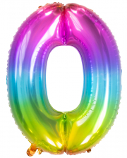 Regenbogen Folienballon Zahl 0 