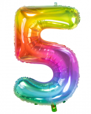 Regenbogen Folienballon Zahl 5 