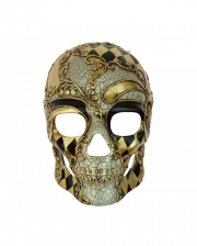 Venezianische Totenschädelmaske Gold-Schwarz 