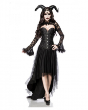 Gothic Dämon Damenkostüm mit Hörner