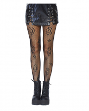 Gothic Fishnet Tights With Pentagram Motif 