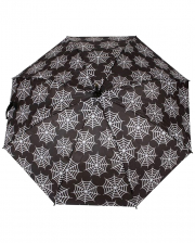 Schwarzer Regenschirm mit Spinnweben als Motiv 