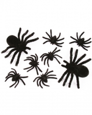 Hairy Spiders Black 8 Pcs 