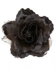 Schwarze Glitzer-Rose Haarspange 