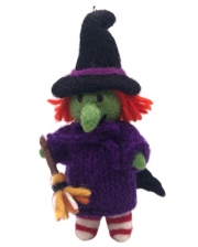Halloween Witch With Witch Broom Felt Figure 