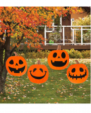 Halloween Jack-o-Lantern Pumpkin Garden Stake 4pcs. 