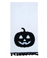 Halloween Pumpkin Tea Towel White Black 
