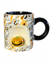 Halloween Pumpkin Motif Mug With Mini Pumpkin 