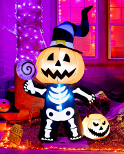 Aufblasbares leuchtendes Halloween Kürbis Skelett 180 cm 