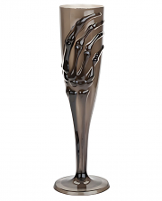 Halloween Sektglas mit Skeletthand Schwarz 20cm 