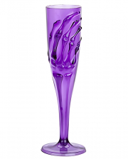 Halloween Sektglas mit Skeletthand Violett 20cm 