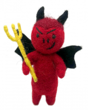 Halloween Teufel mit Dreizack aus Wollfilz 