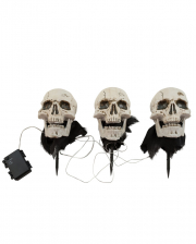 Halloween Totenköpfe mit Erdspieß 3er-Set 