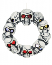 Halloween Skull Door Wreath With LED Eyes 