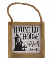"Haunted House Enter if you Dare" Halloween Wandbild 15cm 