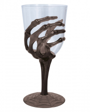 Halloween Wine Glass With Black Skeleton Hand 18,5cm 