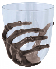Halloween Whiskey Glass With Black Skeleton Hand 10cm 
