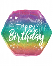 Happy Birthday Holographic Glitter Folienballon