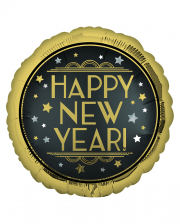 Happy New Year Satin Black Foil Balloon
