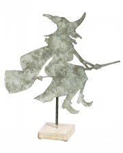 Witch With Broom Metal Table Centerpiece 