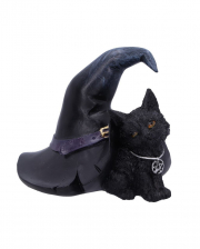 Schwarzes Kätzchen mit riesigem Hexenhut 10,5cm 