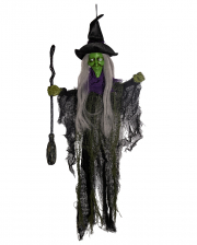 Klassische Walpurgisnacht Hexe mit Besen Hängefigur 60cm 