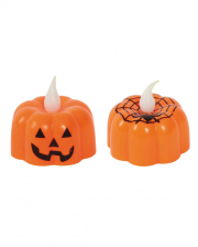 Halloween Kürbis LED Teelicht mit Spooky Motiv 1 St. 