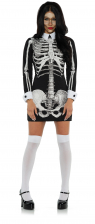 Long Sleeve Skeleton Mini Dress With Collar 
