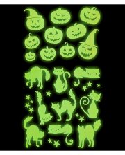 Glow In The Dark Halloween Stickers "Pumpkins & Cats 